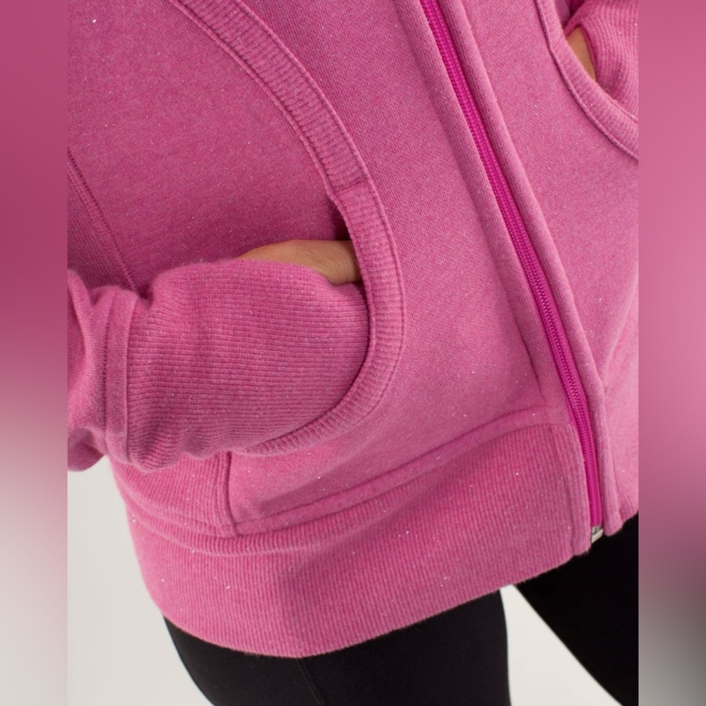 Vintage Lululemon Scuba Hoodie Sparkle Heathered Paris Pink Size 10 Rare 2011 - Picture 6 of 9